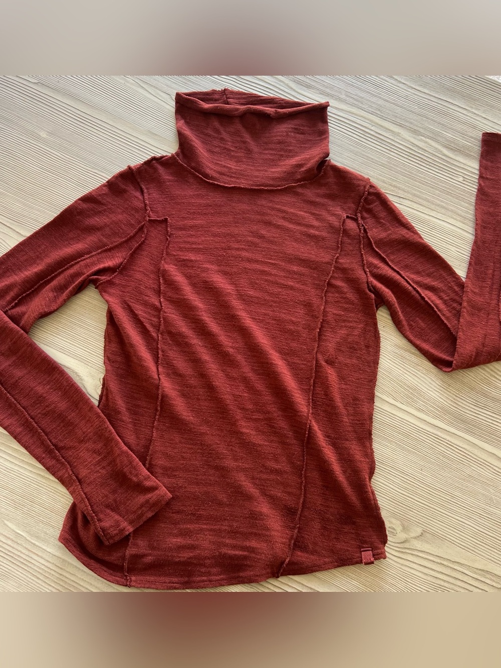 Free People Burnt Red Lightweight Turtleneck Long Sleeve Top